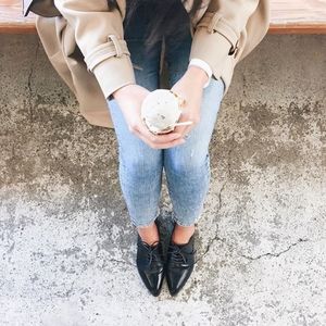 Frye Erica Black Oxfords